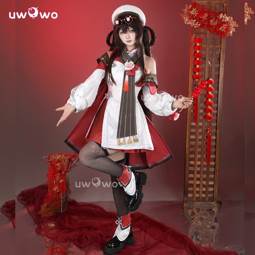 Uwowo Collab Series: Genshin Impact Hutao Cherries Snow Laden outfit Cosplay Costume - 【Pre-sale】S