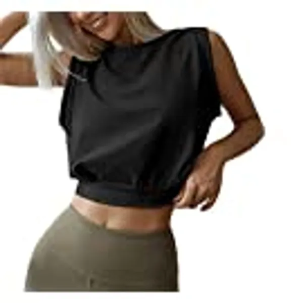 ARRIVE GUIDE Crop Top Athletic Shirts for Women Cute Sleeveless Yoga Tops Running Gym Workout Shirts