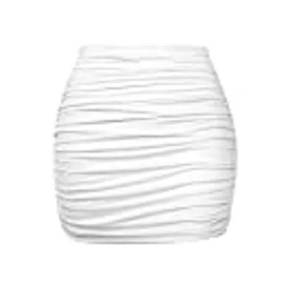 YMDUCH Women's Sexy High Waist Solid Tight Ruched Bodycon Mini Club Skirt