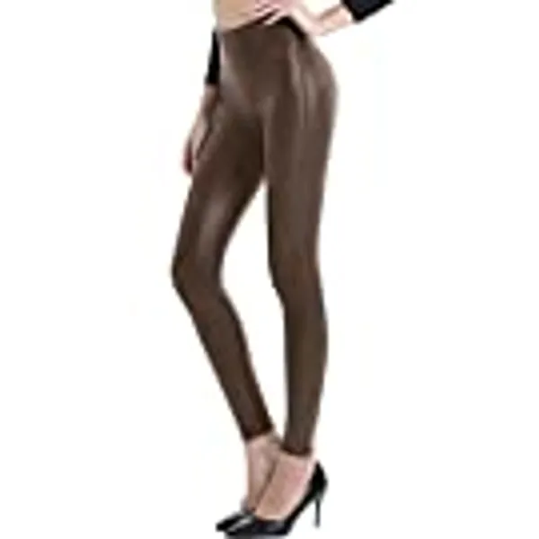 Retro Gong Womens Faux Leather Leggings Stretch High Waisted Pleather Pants