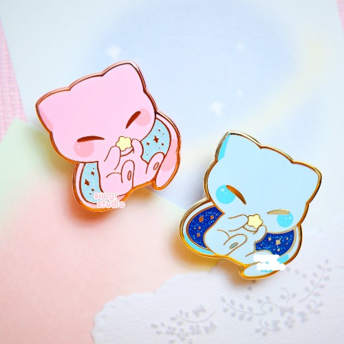 Mysterious Cutie Hard Enamel Pins - Set of Both / [A Grade] / Locking Clasp
