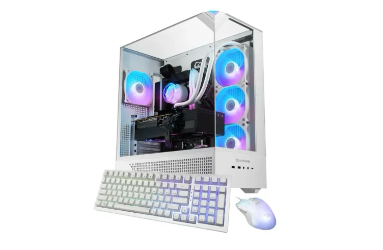 iBUYPOWER - Element Gaming Desktop PC - AMD Ryzen 9 9900X, NVIDIA GeForce RTX 5070 12GB, 32GB DDR5 RGB,2TB NVMe - White Model
