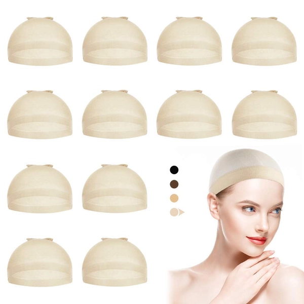 Dreamlover Stocking Wig Caps, Nude Wig Caps for Lace Front Wigs, 12 Pack