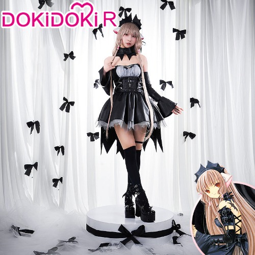 【Size S-4XL】DokiDoki-R Anime Chobits Cosplay Chi Cosplay Costume Freya Black Dress | S-PRESALE