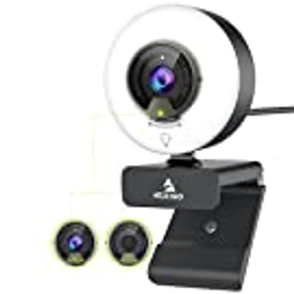 NexiGo N960E 1080P 60FPS Webcam with Light, Software Included, Fast AutoFocus, Built-in Privacy Cover, USB Web Camera, Dual Stereo Microphone, for Zoom Meeting Skype Teams Twitch