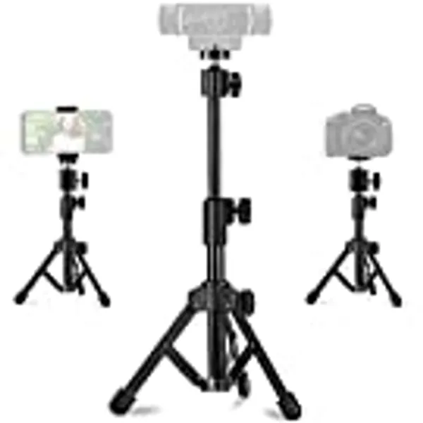 Webcam Tripod Stand Extendable Desktops Tripod for Camera/Phone/Webcam, Desk Tripod Mount Holder Compatible with Logitech Stream Webcam C925e C922x C922 C930e C930 C920 C615 /Camera/iPhone/Ring Light