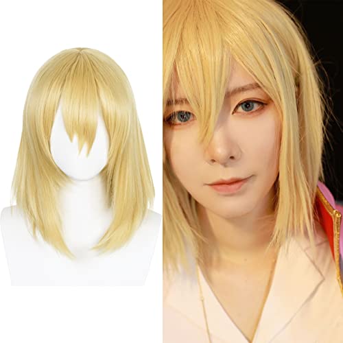 Short Blonde Wig for Howl Wig for Howl's Moving Castle Cosplay Wig Synthetic Straight Hair Wig for Halloween Costume Party Wigs - Howl-Blonde