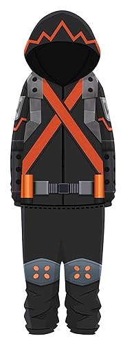 Skycos Unisex Anime Hero Academia Pajamas BNHA 3D Print Hooded Onesie MHA Hoodie Tracksuit Halloween Party Cosplay Costume (Color 1, XL)