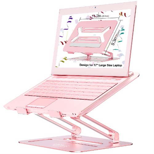 Urmust Laptop Stand, Aluminum Computer Stand with Heat-Vent, Adjustable Multi-Angle Notebook Stand Compatible for MacBook Air, Pro, Lenovo All Laptops 11-17inches (Rose Gold)