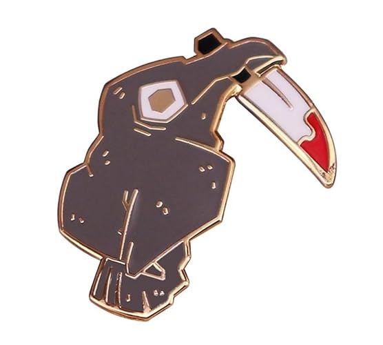 Crow and Knife Brooch Horror Animal Killer Badge Hard Enamel Pin Cartoon Animal Bird Metal Brooch Spooky Halloween Fashion Jewelry Accessories Gift