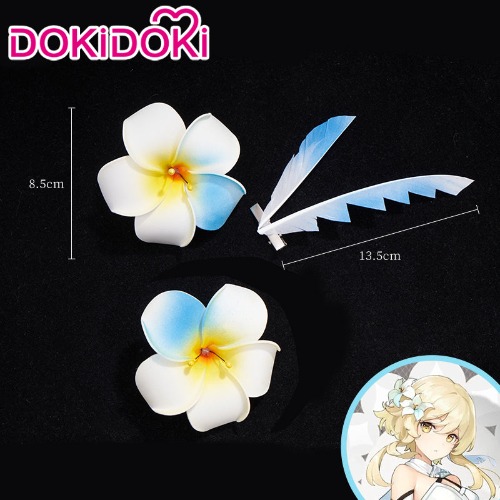 【Ready For Ship】DokiDoki Game Genshin Impact Cosplay Traveler Lumine Ying Cosplay Wig /Head Accessory Yellow Long Wig Women | Head Accessory Only