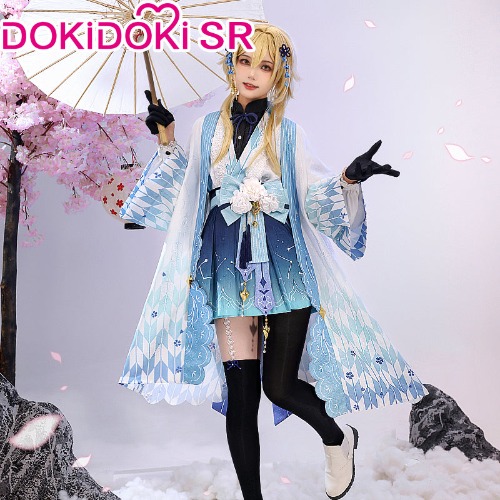 【Ready For Ship 】DokiDoki-SR Game Genshin Impact Lumine Doujin Cosplay Costume Kimono Traveler Lumine Dress Ying | Costume / S