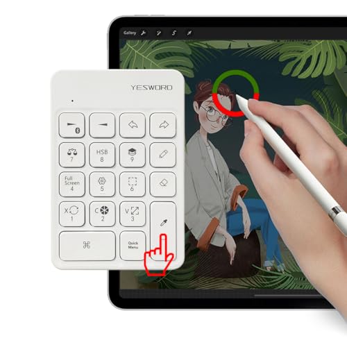 YESWORD X-18, Procreate Keyboard for iPad, Shortcut, Bluetooth Wireless, Rechargeable. (Light White) - light white
