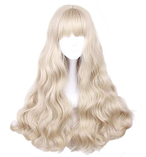 aiyaya Long Curly Wig - Natural Synthetic Hair Wigs with Wig Cap For Cosplay and Daily Wear (Light Blonde) - Light Blonde