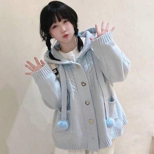 Cozy Kawaii Cardigan - Blue / XL
