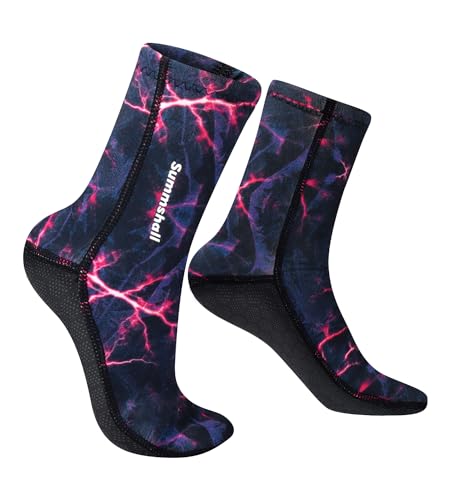 Summshall Neoprene Socks, 3mm Wetsuit Socks Thermal Diving Socks for Men Women Swimming Anti-slip Sailing Fin Socks - XL - Red