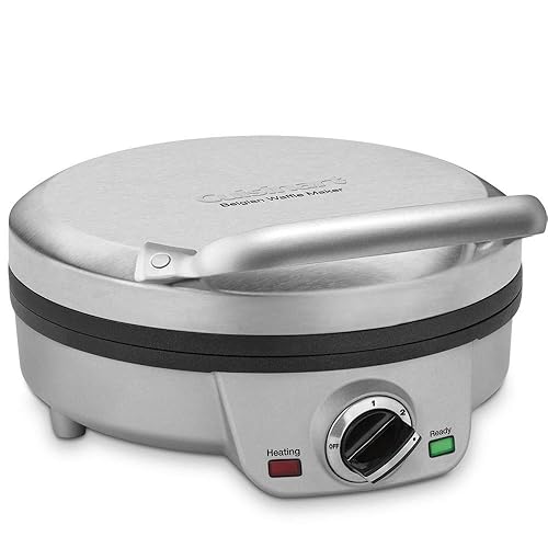 Cuisinart Mini Belgian Waffle Maker, Round Mini Waffle Iron, Silver, WAF-200P1 - Round - Waffle Maker