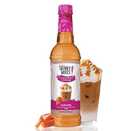 Jordan's Skinny Syrups Sugar Free Coffee Syrup, Caramel Flavor Drink Mix, Zero Calorie Flavoring for Chai Latte, Protein Shake, Food, Gluten Free, Keto Friendly, 25.4 Fl Oz, 1 Pack - Caramel - 12.7 Fl Oz (Pack of 1)
