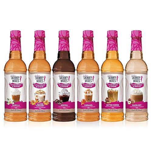 Jordan's Skinny Syrups Sugar Free Coffee Syrup, Vanilla, Salted Caramel, Hazelnut, Mocha, Butter Toffee, and Caramel Syrups, Zero Calorie Flavoring, 25.4 Fl Oz (Pack of 6), Sampler Variety Pack - Classic Syrup-6VPk - 25.4 Fl Oz (Pack of 6)
