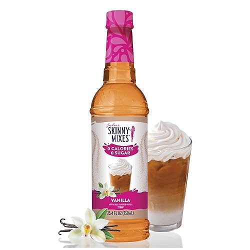 Jordan's Skinny Syrups Sugar Free Coffee Syrup, Vanilla Flavor Drink Mix, Zero Calorie Flavoring for Chai Latte, Protein Shake, Food, Gluten Free, Keto Friendly, 25.4 Fl Oz, 1 Pack - Vanilla - 25.4 Fl Oz (Pack of 1)