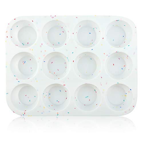 SHEbaking Silicone Muffin Pan Regular 12 Cups Muffin Tin for Muffin and Cupcakes, Non-stick Bakeware Durable Baking Mold Cupcake Molds BPA Free. - 12 cups - Multicolor