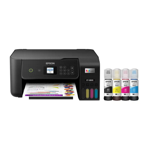 Epson EcoTank ET-2800 Wireless Color All-in-One Cartridge-Free Supertank Printer with Scan and Copy – The Ideal Basic Home Printer - Black - 