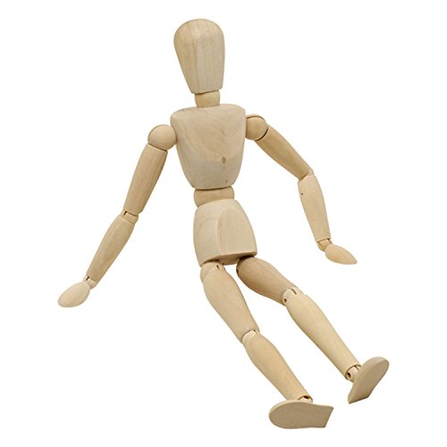 US Art Supply® Wood 12" Artist Drawing Manikin Articulated Mannequin with Base and Flexible Body - Perfect for Drawing The Human Figure (12" Female)
