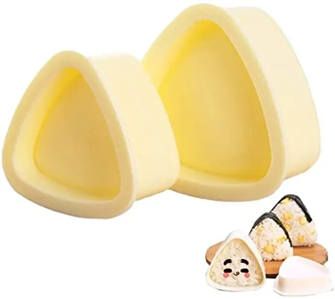 Onigiri Mold Triangle, 2 Pieces Rice Ball Mold Makers, Triangle Sushi Mold for Bento or Japanese Boxed Meal Children Bento by HAGBOU (Beige) - 