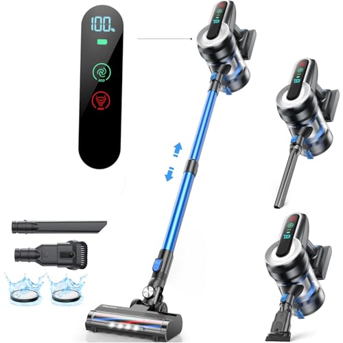 Cordless Vacuum Cleaner, 40KPA Powerful Vacuum Cleaners for Home with LED Display, Up to 55 Mins Runtime, 1.5L Dust Cup, Lightweight Stick Vacuum Cleaner for Pet Hair, Carpet, Hardwood