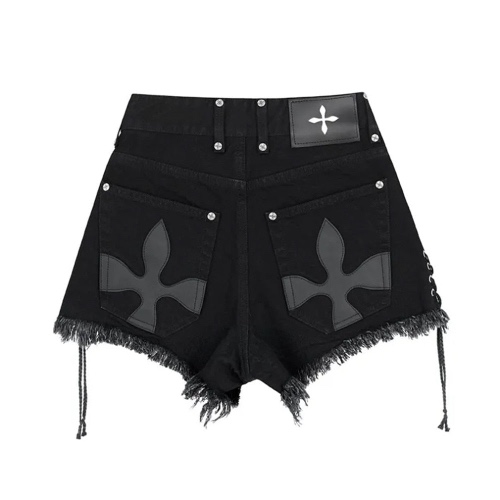 'Midnight Express' Black Alternative Lace Up Shorts - black / L55-60KG