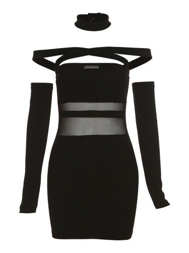 'Black Alt Corset Dress - Dead Charge' - Black / L