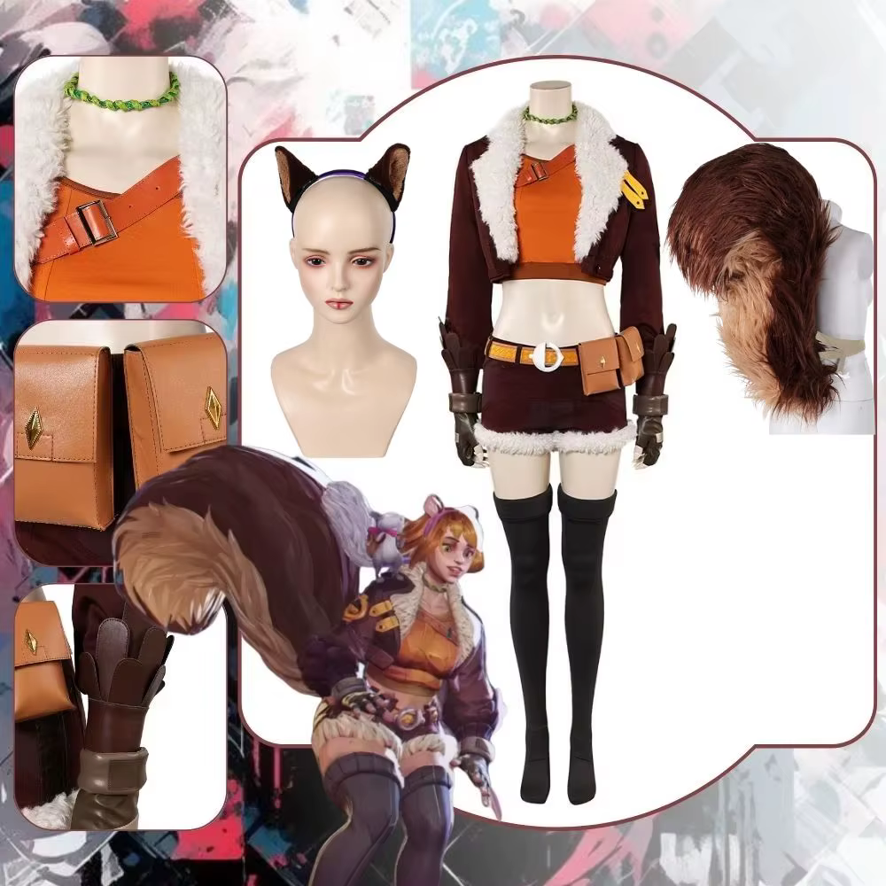 Tail and ears Rivals Doreen Green Cosplay Fantasia Squirrel Girl Costume Tail Headband Disguise Women Clothes Roleplay Halloween Carnival Suit - AliExpress 200000532