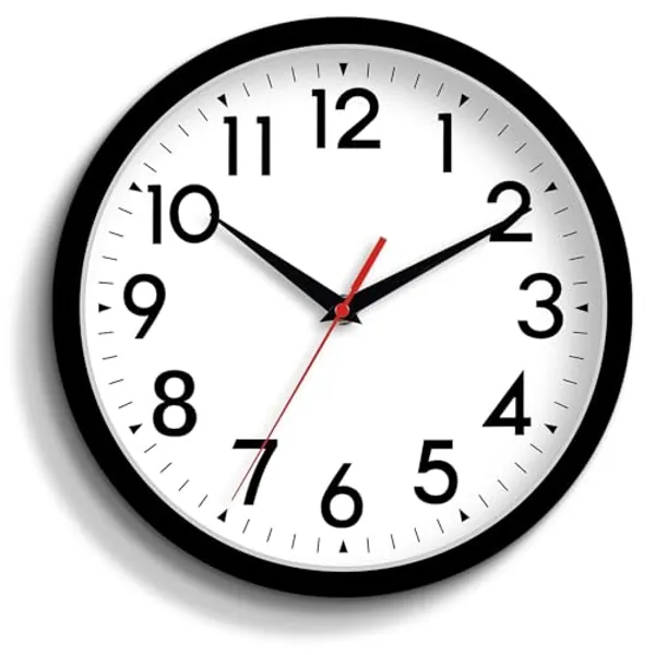 DAXSMY 14 Inch Wall Clock, Large Wall Clocks Battery Operated, Big Silent Non-Ticking Analog Clock Decorative for Living Room, Office, Kitchen, Outdoor,Classroom, Bedroom, Bathroom, School(Black)