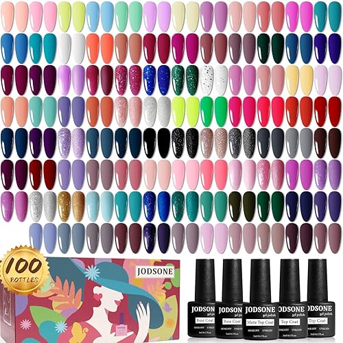 JODSONE Gel Nail Polish Starter Set 100 Pieces Multi-color Gel Nail Polish Nail Salon Home Use Nail Gel In Shine - 100SET 05