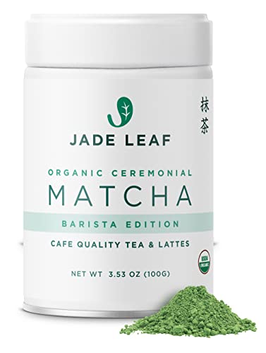 Jade Leaf Matcha Organic Green Tea Powder, Ceremonial Grade Barista Edition For Cafe Quality Tea & Lattes - Authentically Japanese (3.53 Ounce Pouch) - Ceremonial Barista (Tin) - 3.53 Ounce (Pack of 1)