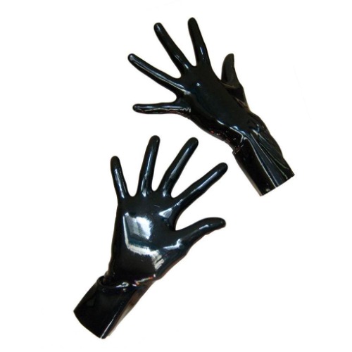 Molded Wrist Length Latex Gloves | Black / S