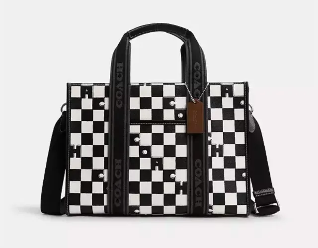 Smith Tote With Checkerboard Print