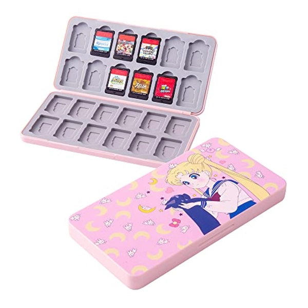 PERFECTSIGHT Cute Game Card Case for Nintendo Switch/Switch Lite/OLED, 24 Game Holder Cartridge Case for Game Cards and 24 SD Cards, Kawaii Portable Compact Storage Box (Pink Usagi, 24 Slots)