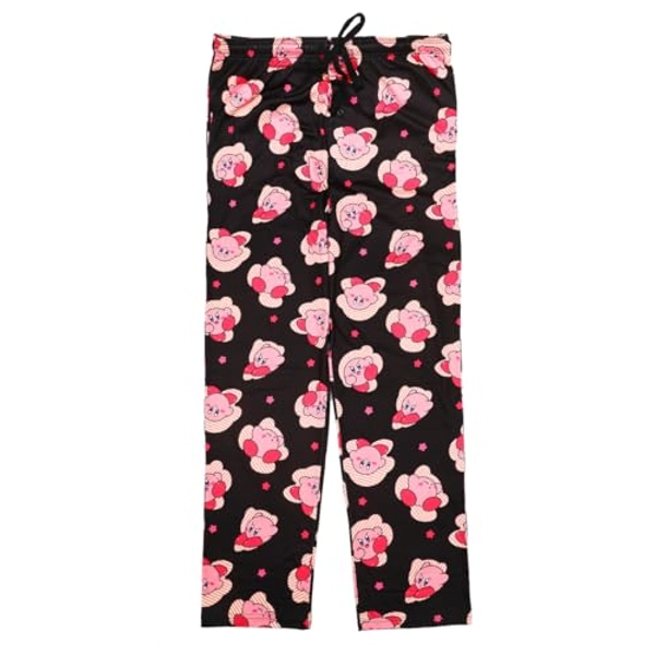 Kirby Character Print Men's Black Sleep Pajama Pants
