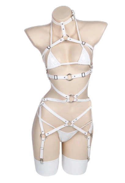 Sexy Lingerie Set Nurse Cosplay Costume White Sexy See Through Lingerie Bandage Two Piece Set