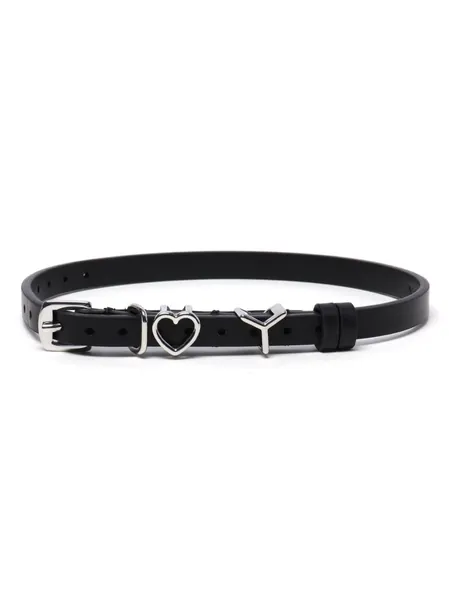 heart-plaque leather choker