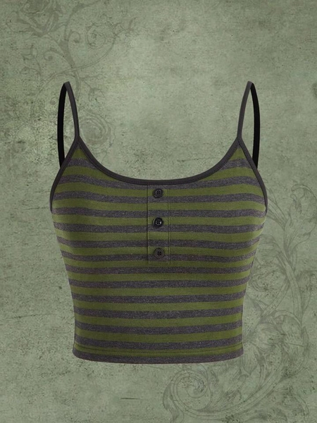 Fairycore Striped Button Front Cami Top