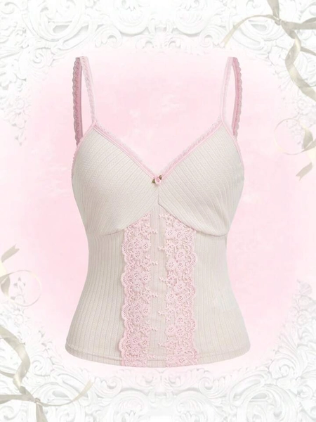 Kawaii Contrast Lace Cami Top