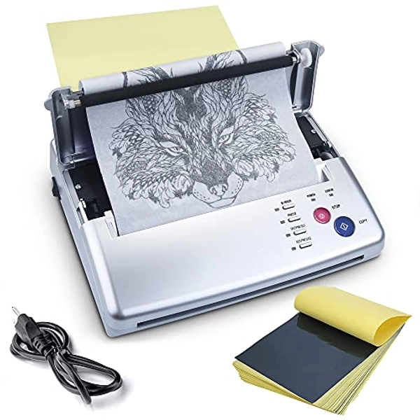 Sacnahe Tattoo Transfer Stencil Machine Copier Printer Thermal Tattoo Kit Copier Printer With 20pcs Free Tattoo Stencil Transfer Paper Silver (2023 Update Version)