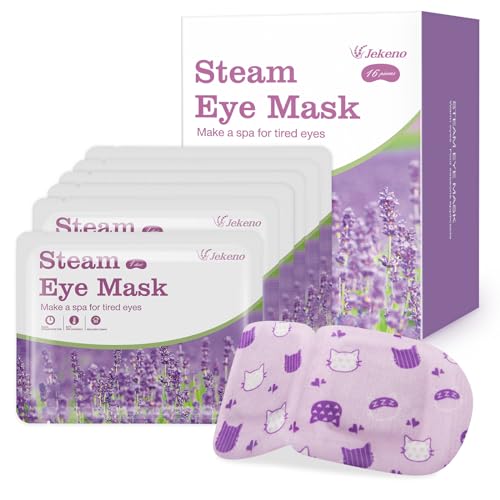 Jekeno Steam Eye Mask, 16 Packs Eye Masks for Dry Eyes Dark Circles and Puffiness, 40-60 Minutes Self Heated Steam Warm Eye Mask, Christmas Spa Gifts for Women - Lavender