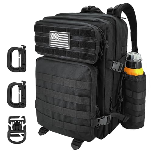 Hannibal Tactical MOLLE Assault Pack, Tactical Backpack Military Army Camping Rucksack, 3-Day Pack - Black-2