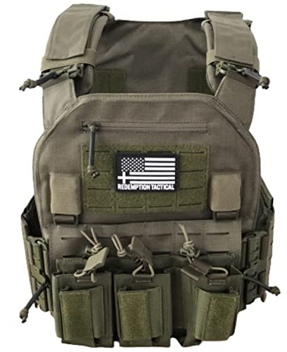 Crusader 2.0 Tactical Molle Quick Release Buckles Vest with Side Cummerbund Pouches and Triple mag Pouch - Ranger Green