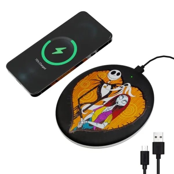 Disney Tim Burton’s The Nightmare Before Christmas Wireless Charging Pad - Jack and Sally Wireless Charging Station- The Nightmare Before Christmas Fan Gifts for Women and Men