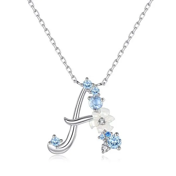 VIKI LYNN Initial Necklace 925 Sterling Silver Cubic Zirconia Letter Pendant Necklace for Women