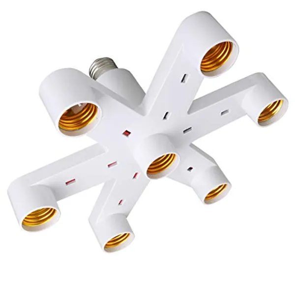 8T8 Multi E26 Light Socket Splitter Adapter Converter Standard LED Bulbs Holder (E26 7 in 1)